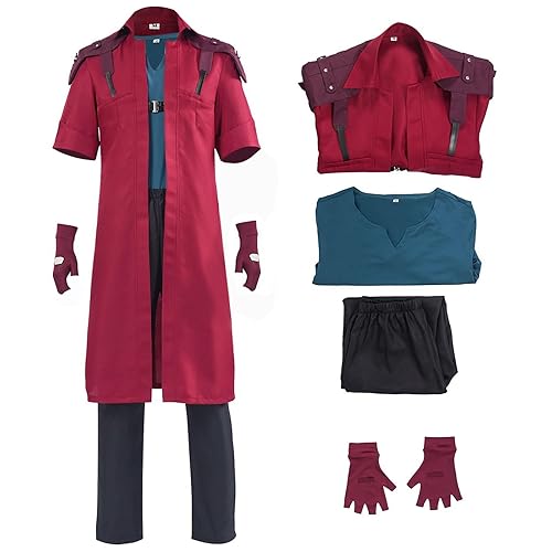 IMDAET Devil Dante Cosplay Costume Adult Men Red Jacket Suit Halloween Cosplay Outfit - Medium
