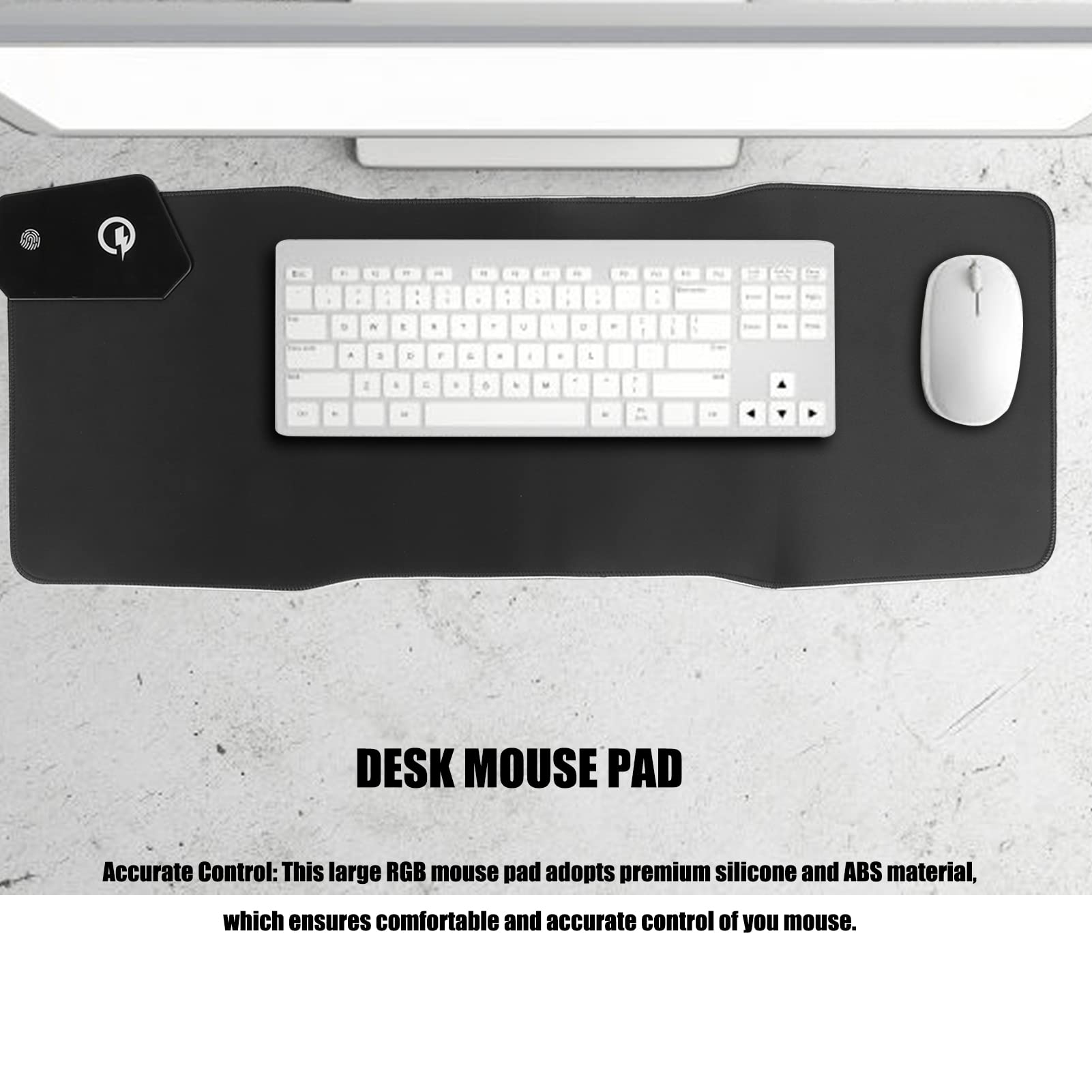ADITAM Tappetino per Mouse da Gioco RGB Tappetino per Mouse Grande con Ricarica Wireless PD Tappetino per Mouse da scrivania a Ricarica Rapida per Giochi, PC, Laptop, scrivania 31x14 Pollici Double