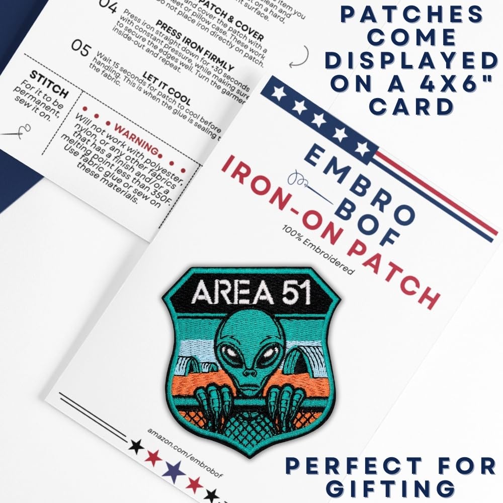 Parche Area 51 – Parche de 3.15 pulgadas, Cool Alien Activity ET UFO – Parche bordado para planchar o coser en el estado de Nevada