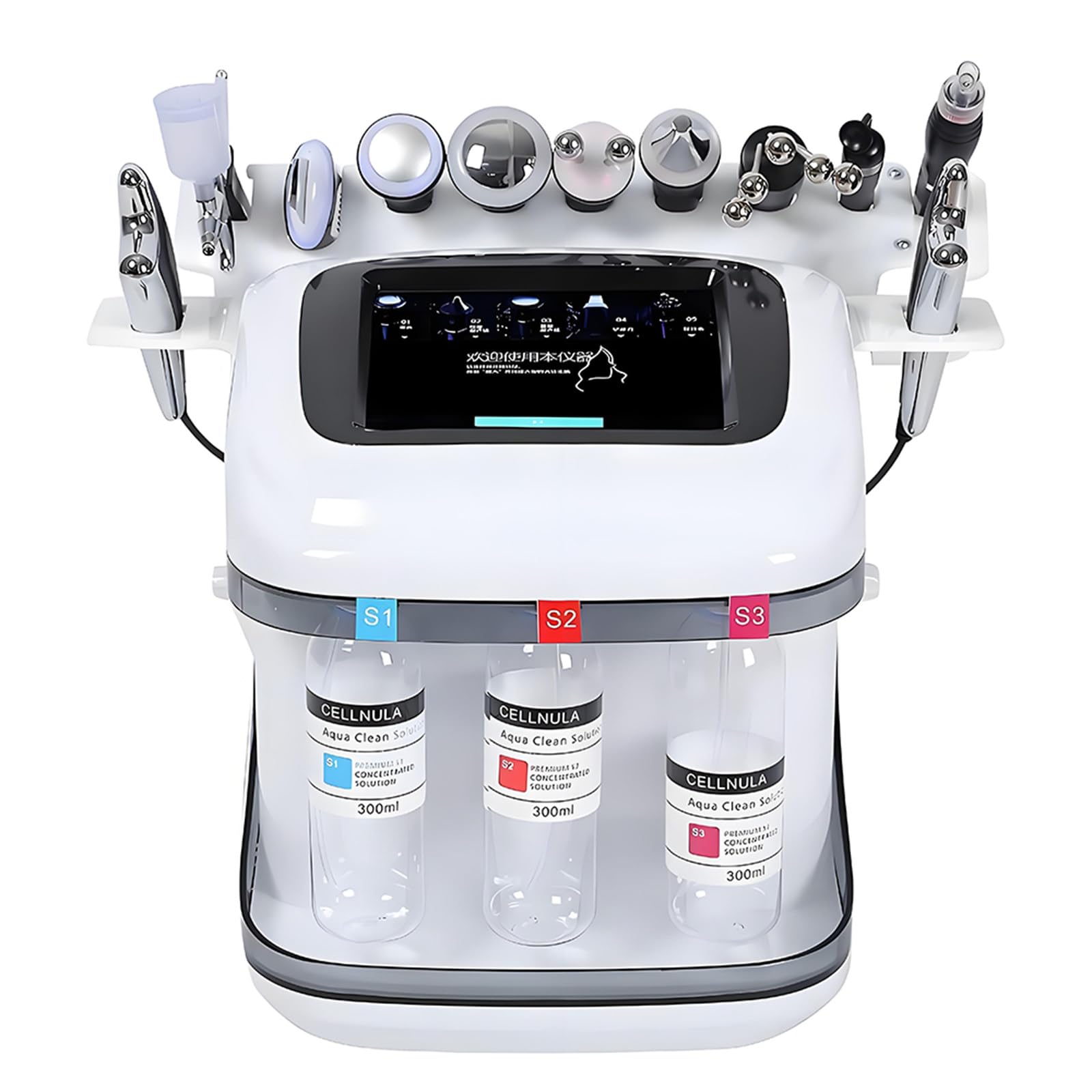 Oxygen Beauty Machine, 10-In-1 Wasser-Sauerstoff-Hydra-Facial-Gerät Mit 8-Zoll-Display, Multifunktionales Gesichtspflegegerät Zur Reinigung Und Feuchtigkeitspflege Für Spa, Salon