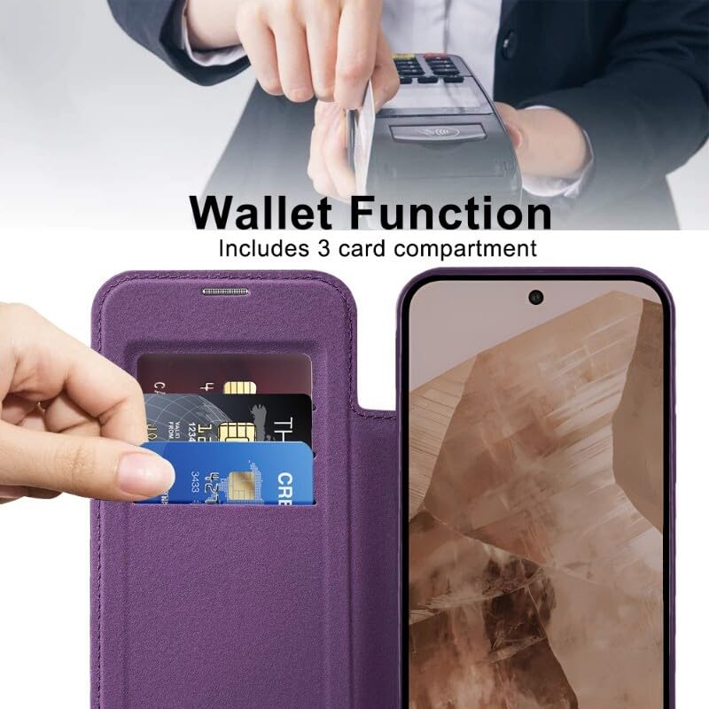 Coque Pixel 9 rose transparente à rabat pour un style chic au quotidien