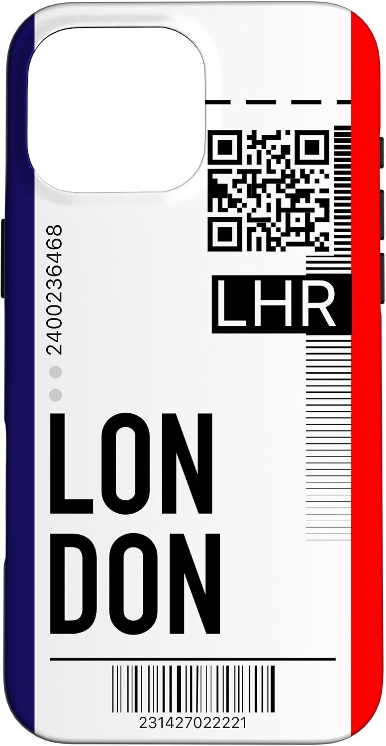 London Air Flight Ticket Phone Case Boarding Pass City Case for iPhone 16 Pro Max