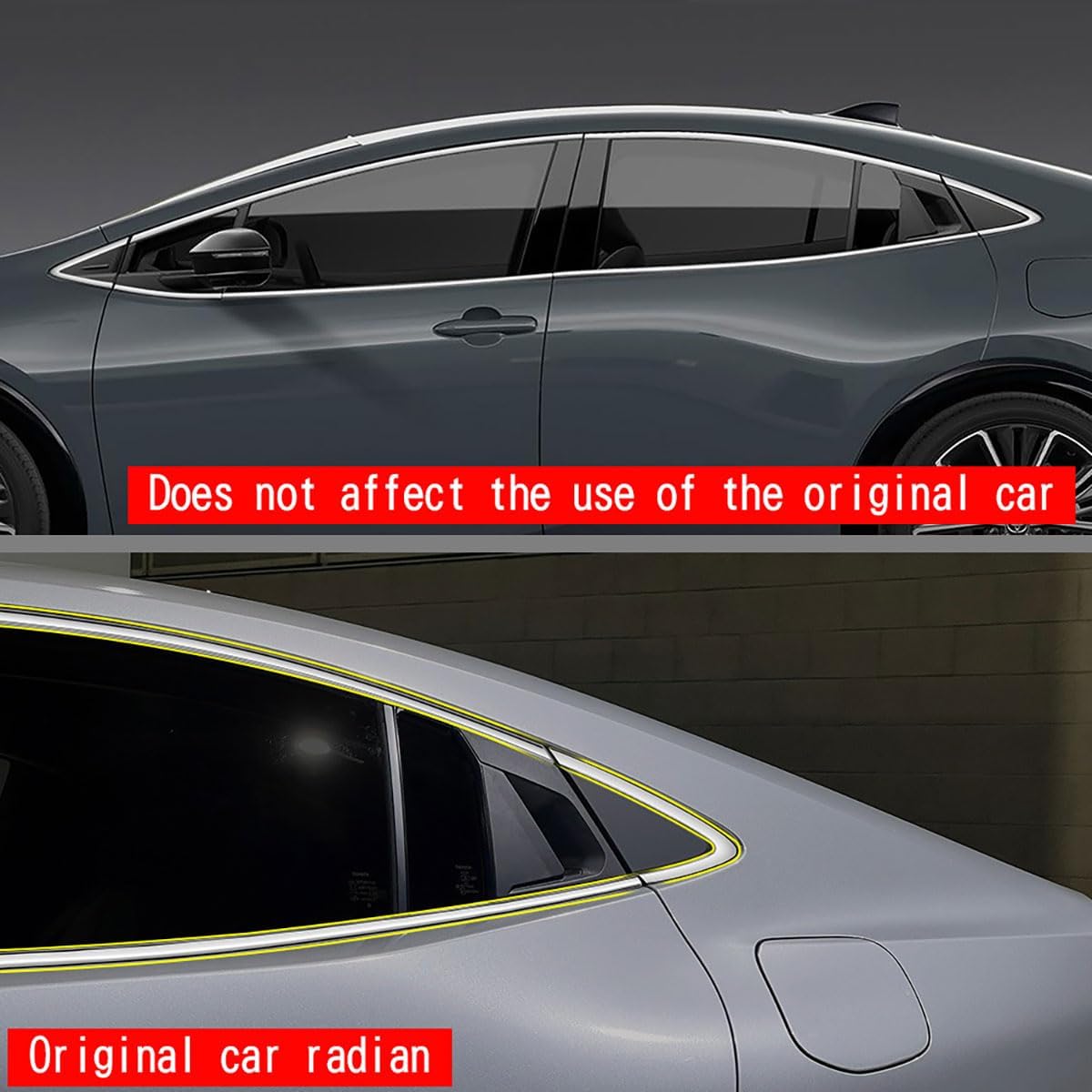 Windows Frame Sill Molding Cover Trims Compatible with Toyota Prius 2023 2024 2025 2026 Exterior Car Accessories Stainless Steel 14PCS