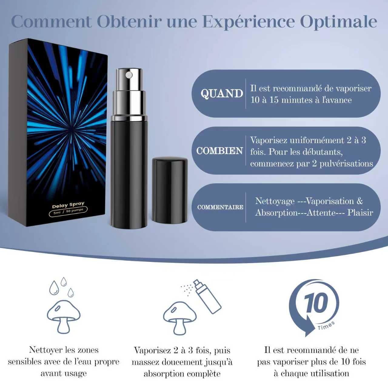 Spray Retardant d'éjaculation homme，Prolonge Efficacement Le Temps Des Hommes Et Augmente Le Confort，Aidez-le à durer plus longtemps au lit Huile de (S)