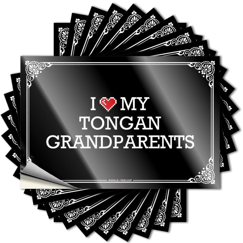 Fzfn Colour Lettering Sticker Cozy, Comfort Laptop I Love My Tongan Grandparents | Winter(6X9cm)