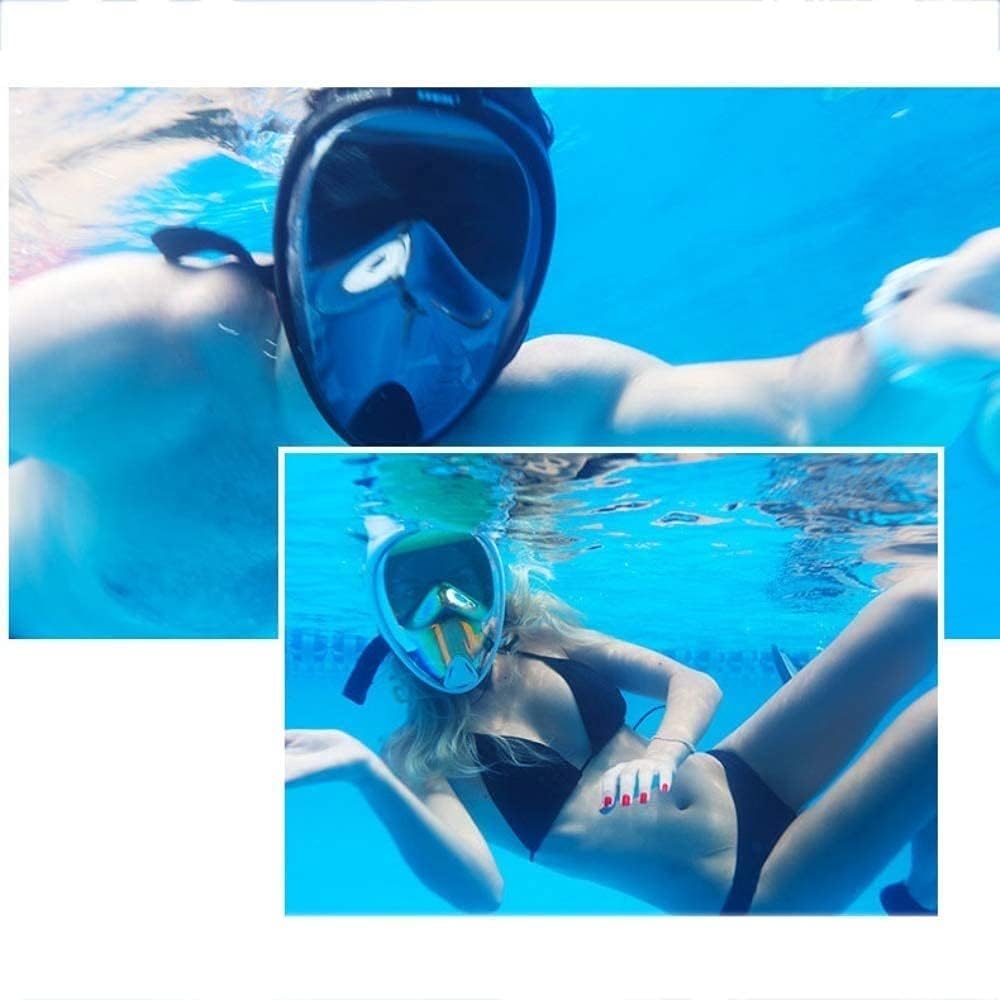 Full Face Snorkeling Mask, 180° Seaview Scuba Diving Snorkel Mask for Kids Adult, Snorkeling Mask Full Face Anti Fog with Camera Mount Anti-Fog (Color : L/XL)