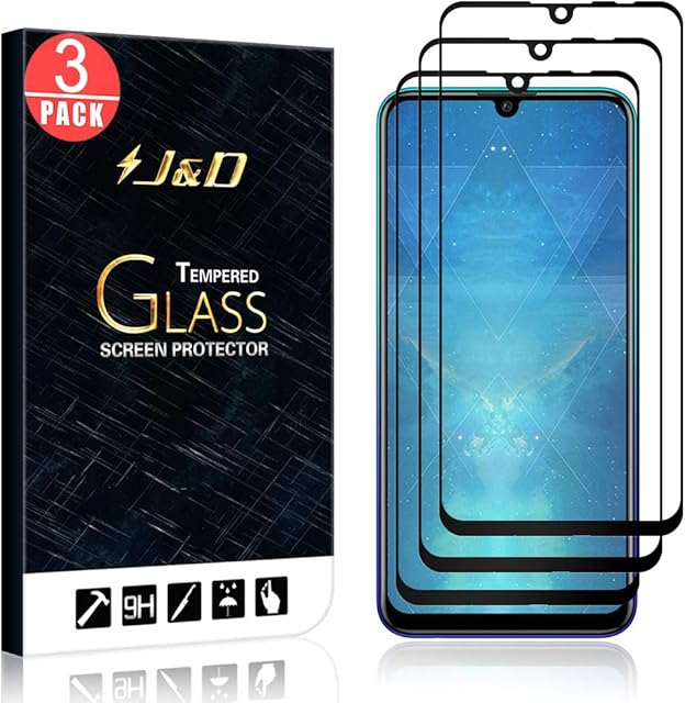 J&D Compatible for Huawei P Smart 2019 Screen Protector (3 Pack), No Lifted Edges Not Full Coverage Tempered Glass Film for Huawei P Smart 2019 Screen Protector, Not for Huawei P Smart/P Smart +