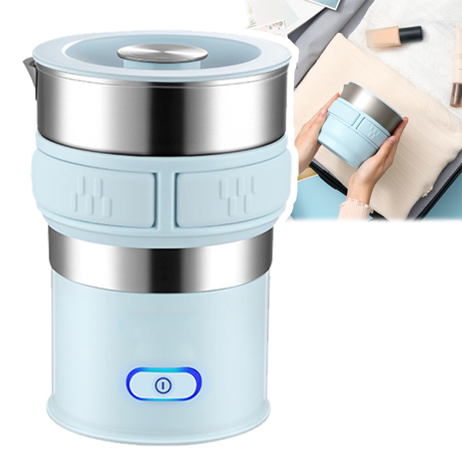 Bollitore elettrico pieghevole da viaggio, piccolo bollitore elettrico, bollitore portatile intelligente One-Touch con design pieghevole a quattro vie e pieghevole a quattro vie