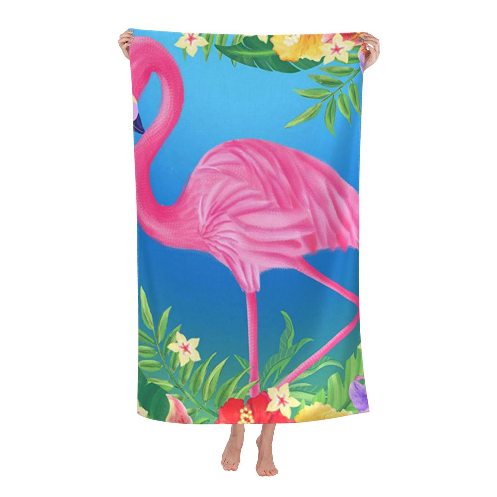 LSRCPD Beach Towel Spring Flamingo Microfiber Beach Towels Blanket Oversized Tropical Big Extra Large XL Pool Towels Quick Dry Sandproof for Women Girls Kids
