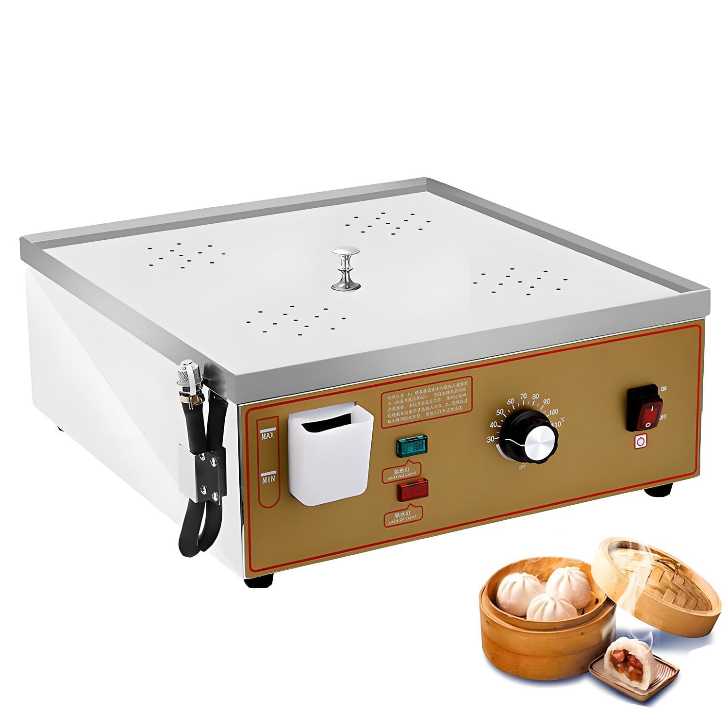 Parowar elektryczny do dim sumów, maszyna do bułek na parze, z niezależnym systemem zaopatrzenia w wodę, precyzyjna kontrola temperatury 30-110°C 220v-4holes