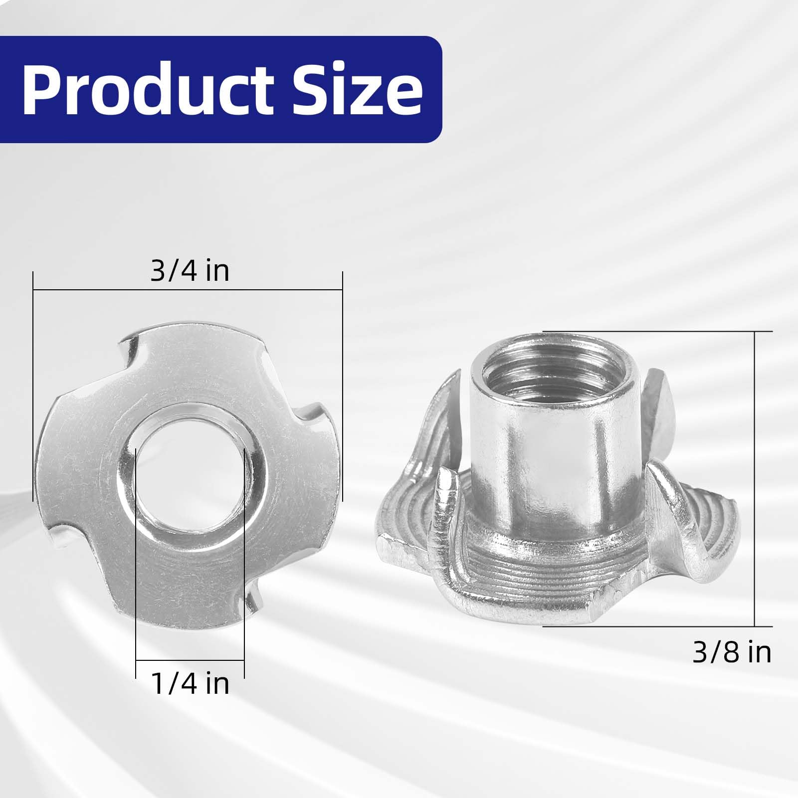 Stainless Steel T-Nuts - 25 Pack 1/4-20 -2 Stainless Steel T-Nuts - 25 Pack 1/4-20 -2