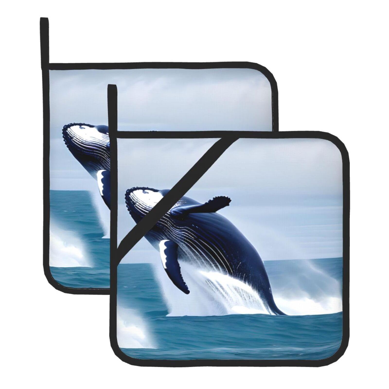 Whales at sea Square Heat Resistant Trivet Set Thick and Durable for Baking Barbecue Cookware Oven