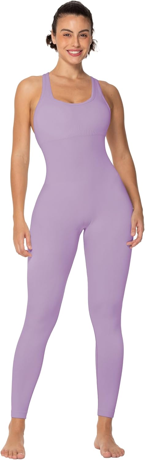 Sunzel Jumpsuits for Women Backless, Seamless Workout One Piece Bodycon Bodysuits, Butt Scrunch Leggings Unitard - Image 2