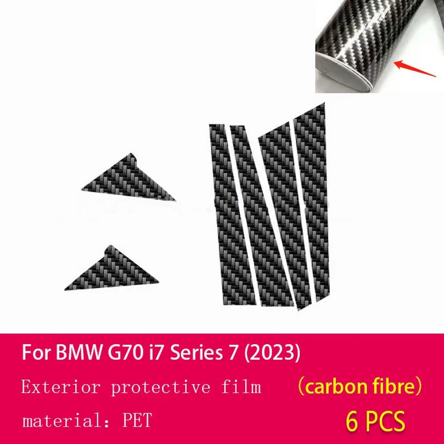 Car Exterior Car B C Window Pillar Anti-Scratch TPU Protective Film Anti-Scratch Film PPF，for BMW G70 i7 Series 7 2023