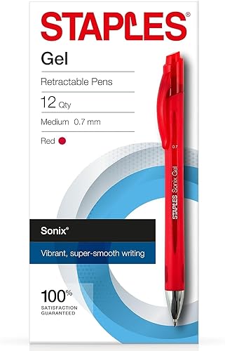 Miniatura 7 de STAPLES 651256 Sonix Bolígrafos retráctiles de tinta de gel punta media docena azul (13563-Cc)