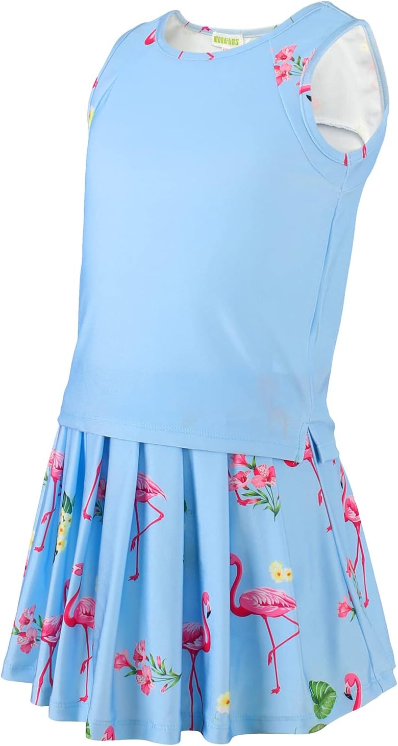 MODAFANS Girls Tennis Golf Pickball Dress Athletic Outfits Kids Tank Top and Skorts Sets