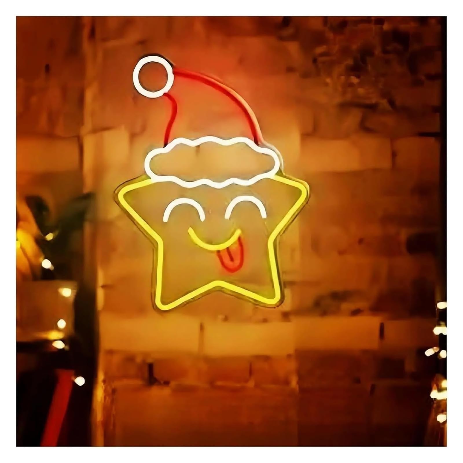 Segno di luce al neon Lampada al neon con scritta "Star Wearing A Hat" decorazione da parete a LED per camera letto bar negozio 29,7cm×39cm