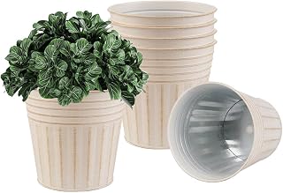 5 Inch Galvanized Bucket Planters, 6 Pack Metal Flower Pots with Drain Hole
