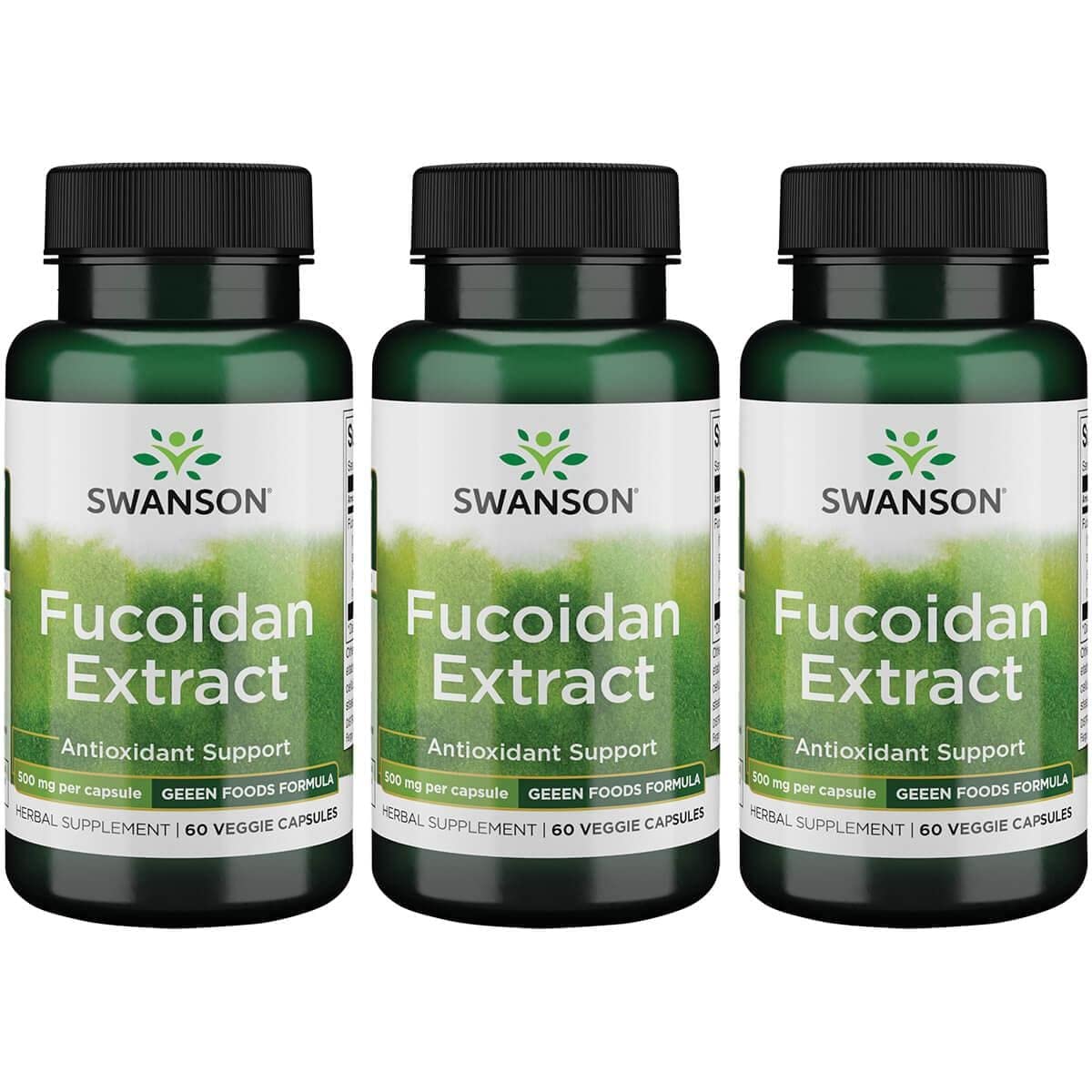 Swanson Maximum Strength Fucoidan Extract - Herbal Supplement Promoting Immune System Function - Natural Formula Supporting Overall Health - (60 Veggie Capsules, 500mg Each) (3 Pack)