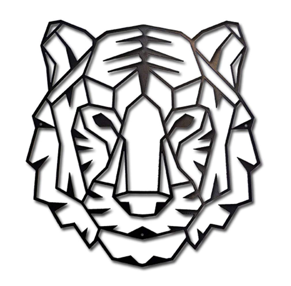 Décoration Murale En Métal Tête De Tigre - Panneau Artistique Rustique - Pour Jardin, Ferme, Intérieur - Dimensions Environ 30 X 23 Cm