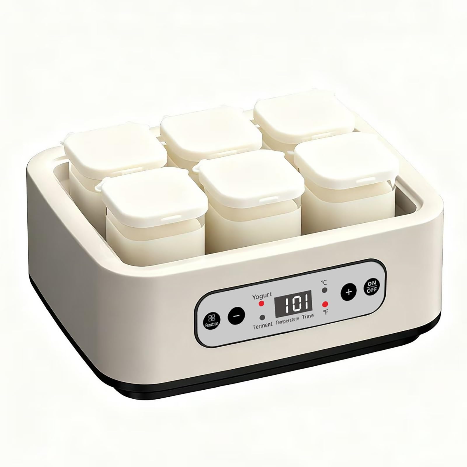 vfdaSWQQ Yoghurt maker, Probiotic Smart Control, with 6 Glass Jars, Safe and Durable, Easy to Clean, Suitable for Family Use