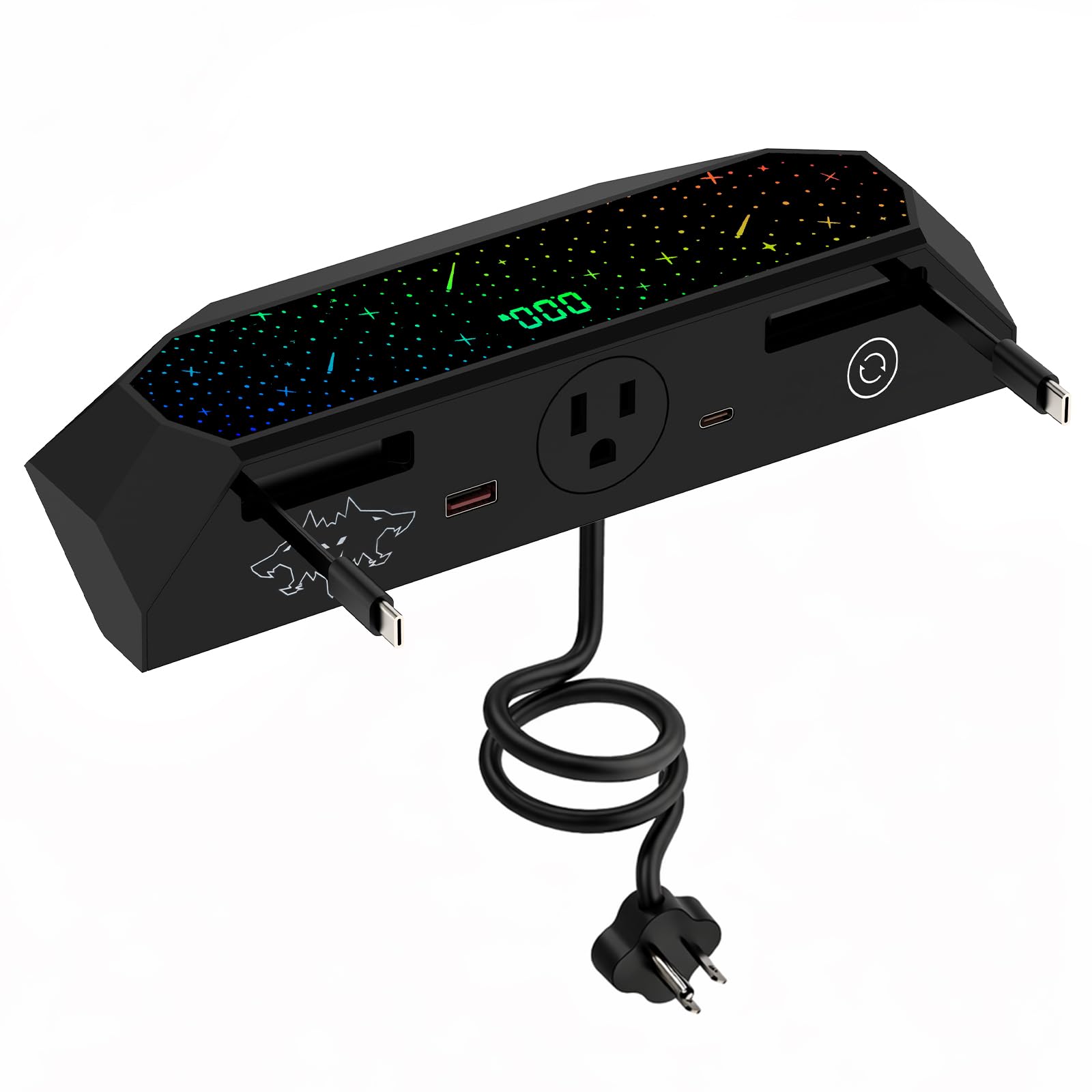 Cybertruck Multi-Ports USB Hub for Cyber Truck 2023 Center Console Hidden Fast Charger with Retractable Cable Dual USB-C