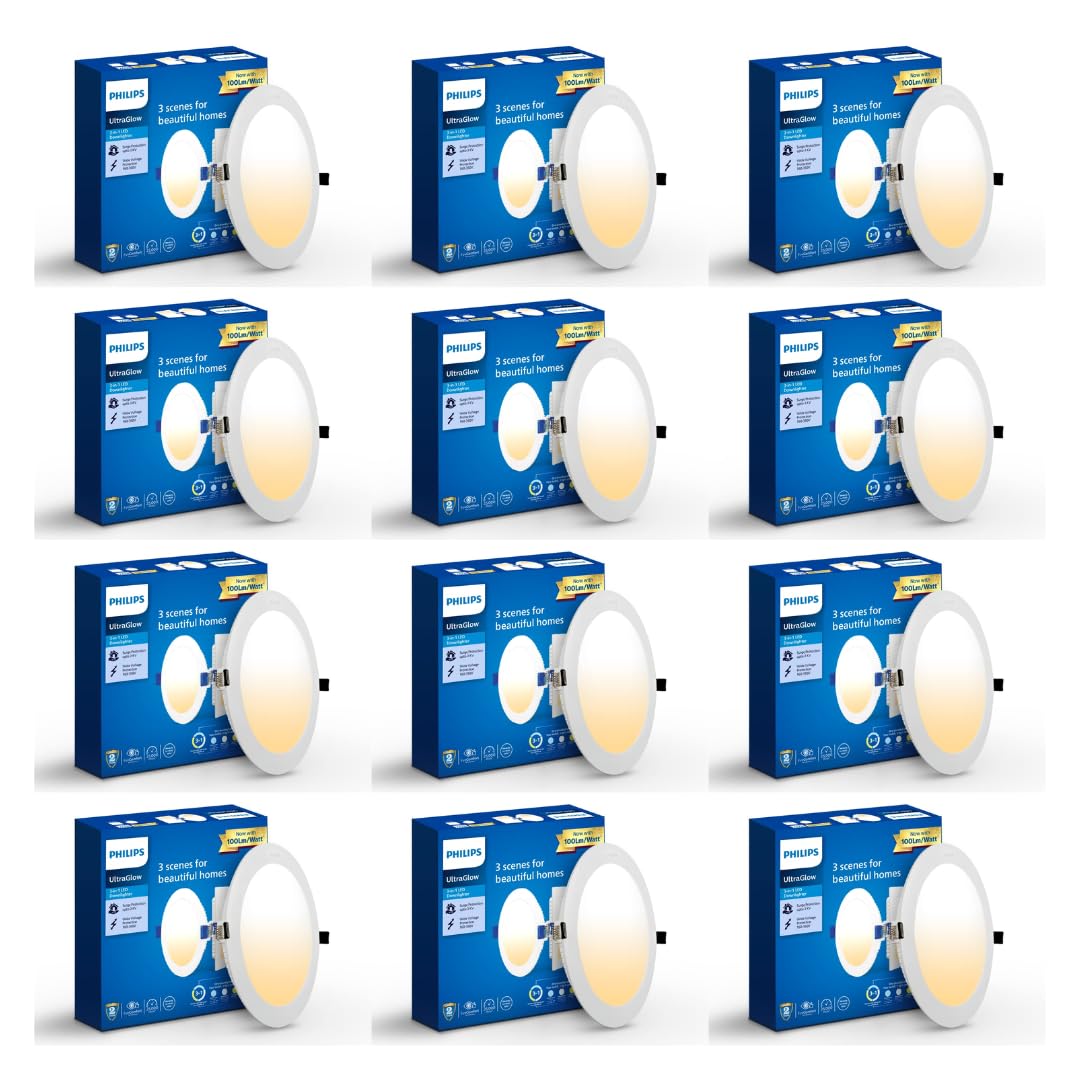 PHILIPS polycarbonate Ultra Glow 10-watt Round LED Downlighter|3 colors in 1 Recessed LED Downlight|LED Ceiling Light for Home and Hall|Cut Out: 4 inch, Color: Tunable White, Pack of 12-image-44