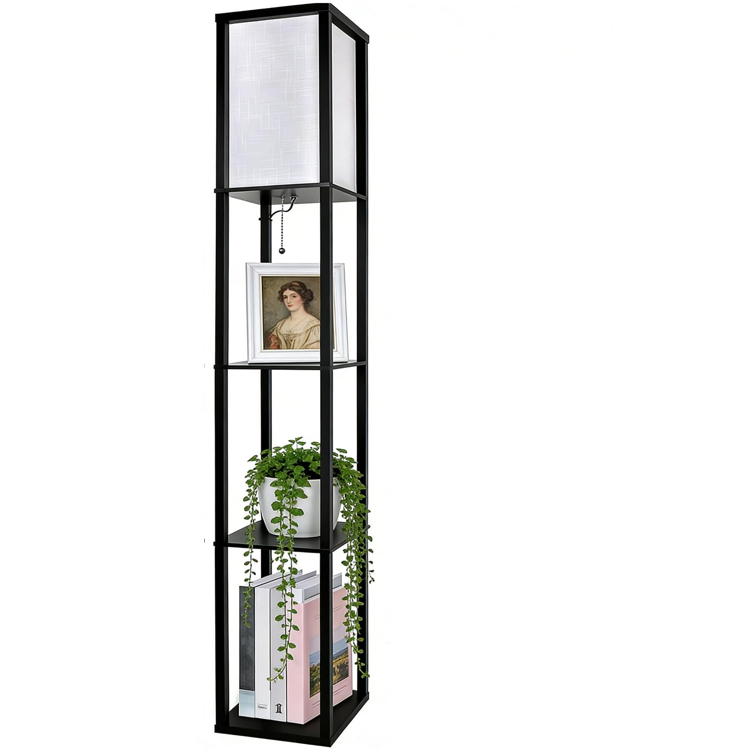 SHOWMODEL Vloerlamp Mangrove hout met witte ronde kap online bestellen bij