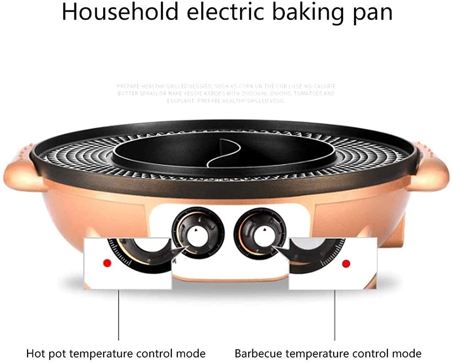 Parrilla de Asar Grill de Asar Plancha de Asar Olla Caliente eléctrica Barbacoa eléctrica Sartén eléctrica para Hornear Parrilla de Mesa y Fondue Olla integrada Antiadherente y sin Humo