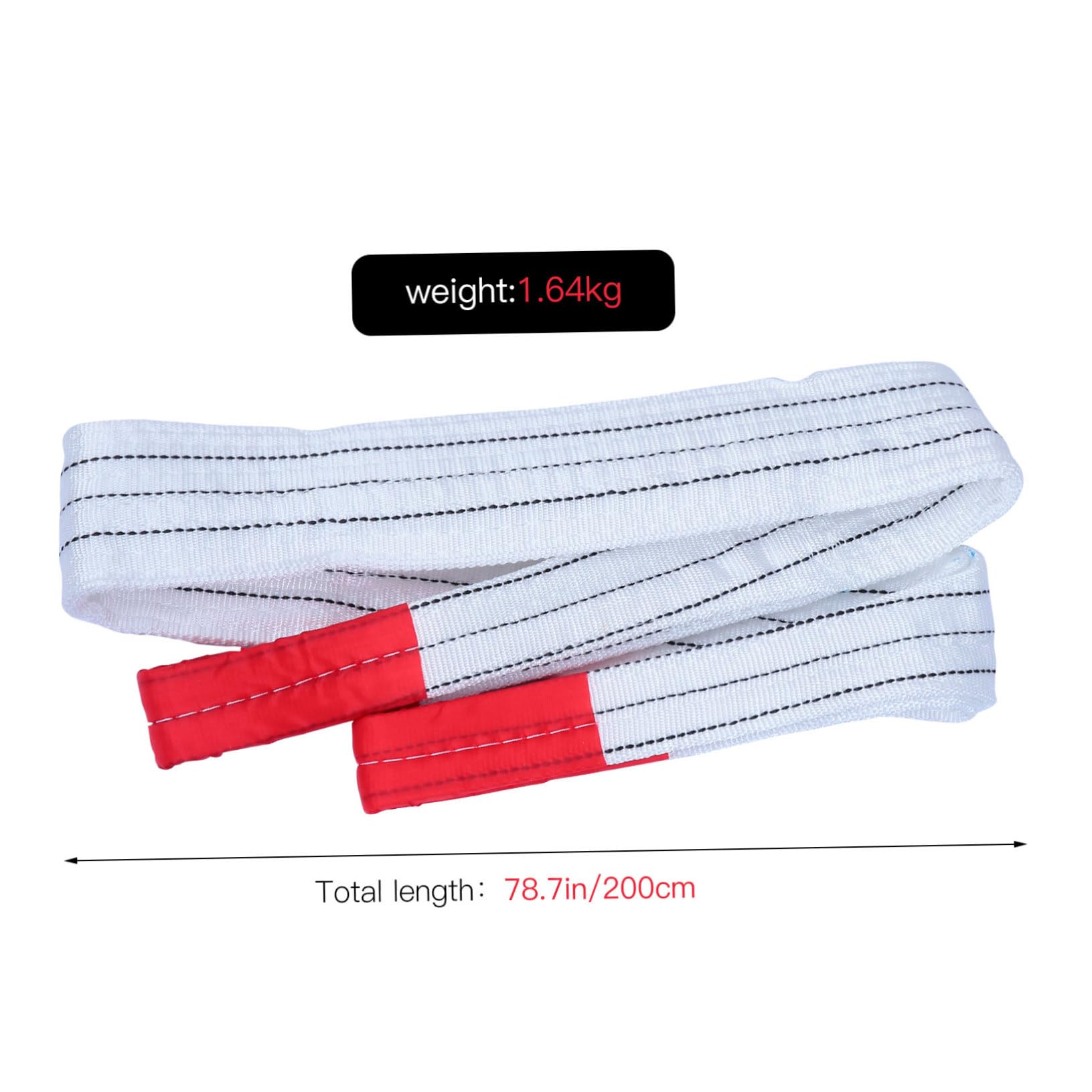 2pcs Lifting Belt Winch Web Sling Towing Strap Tow Straps Hard Hat Liner Crane Tow Rope Double Buckle Sling Lift Sling Straps Flat Eye Lift Sling Strap White Polypropylene MUCKLILY