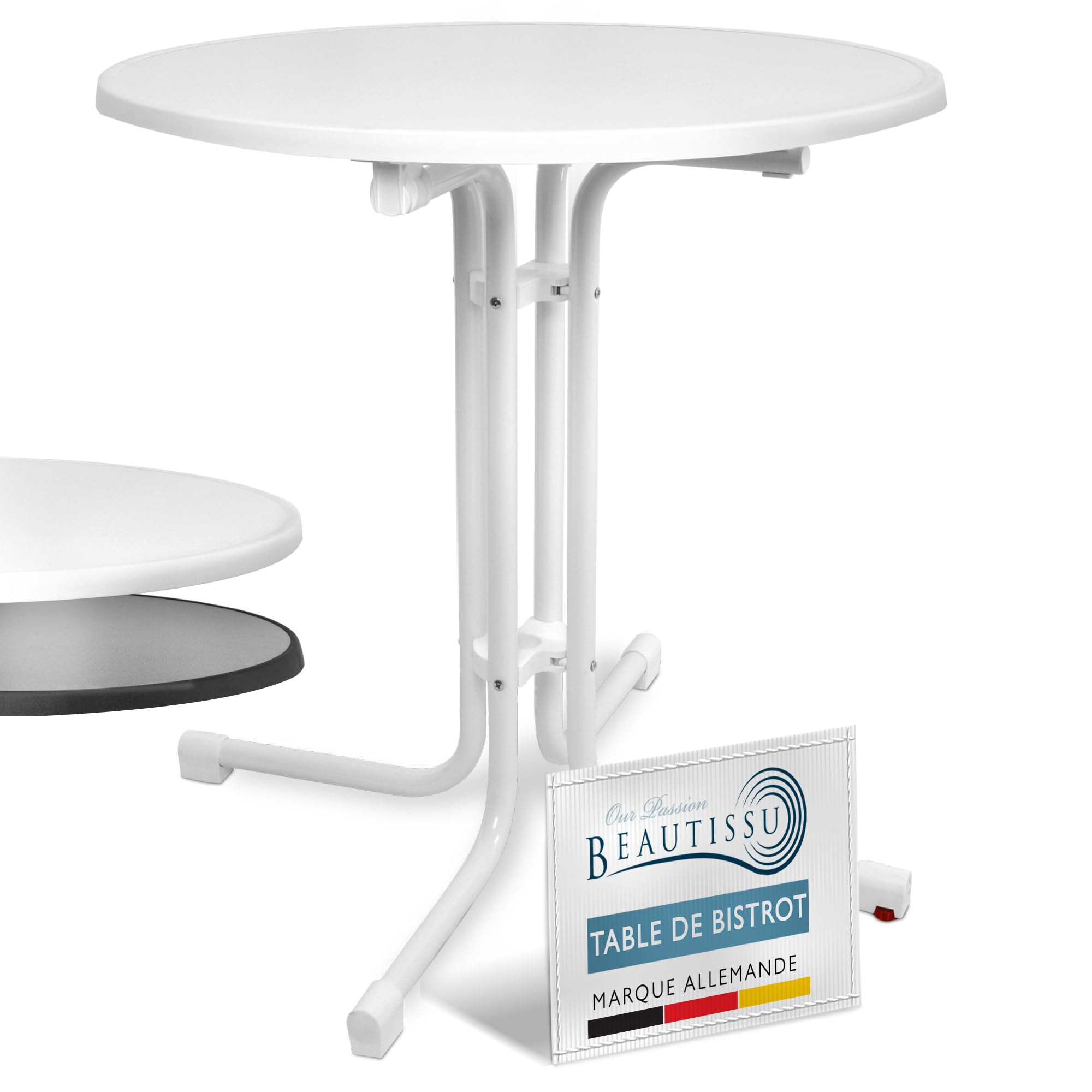 Table d'appoint balcon pliante blanche Beautissu ronde Ø 80 cm pour extérieur
