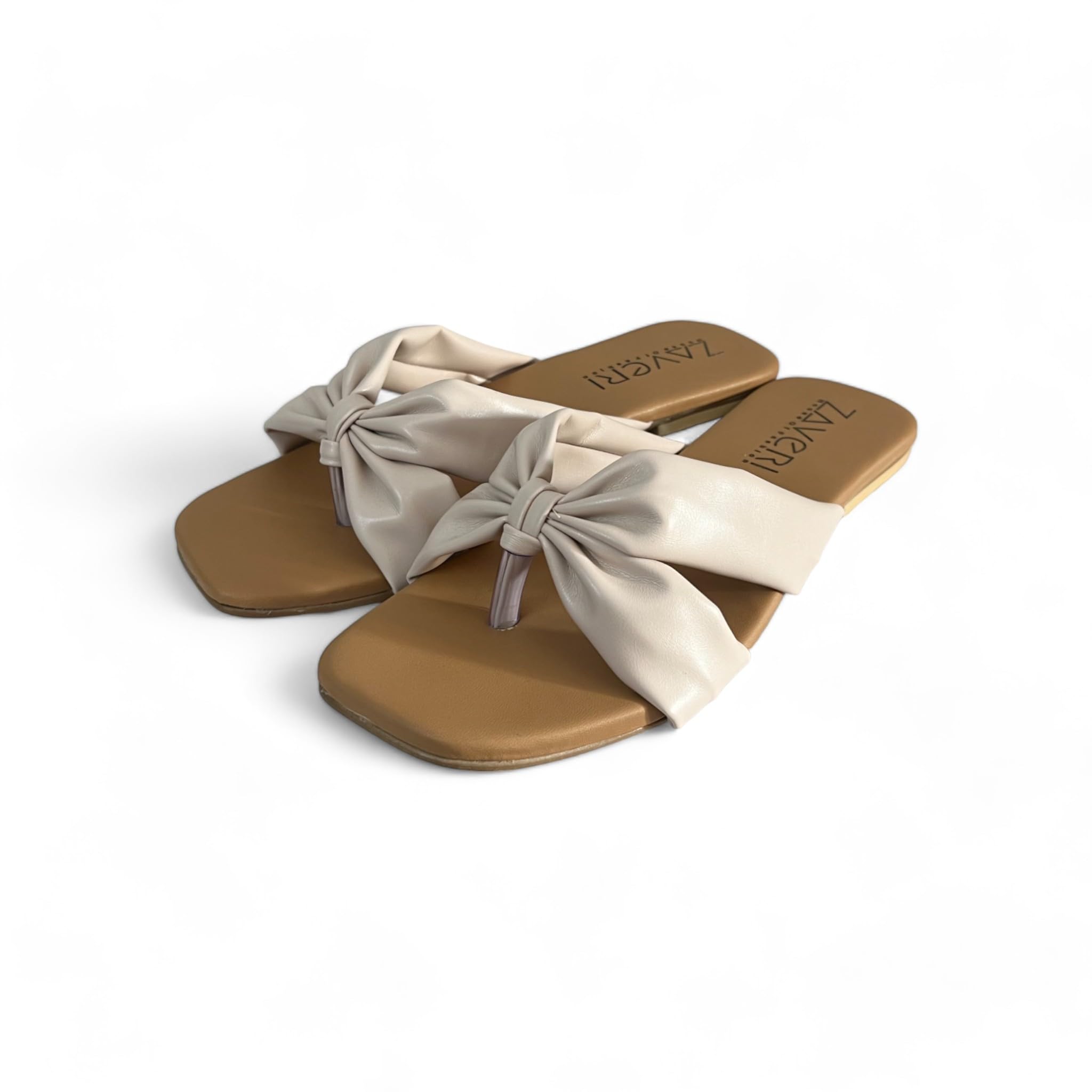 Zaveri House of Fashion Strut Flat Butterfly Offwhite Vegan Leather Casual Slipper for Women | Stylish Comfort Flats Sandals (B0D988D3ZS) Amazon Price History, Amazon Price Tracker