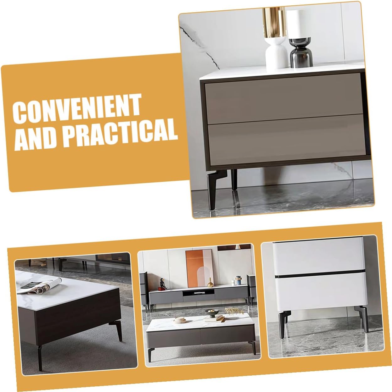 Zerodeko 4pcs Metal Furniture Legs Replacement for Sofa Cabinet Dresser Support, 14.5cm Matte Black Round Metal Legs for Tv Stand Coffee Table