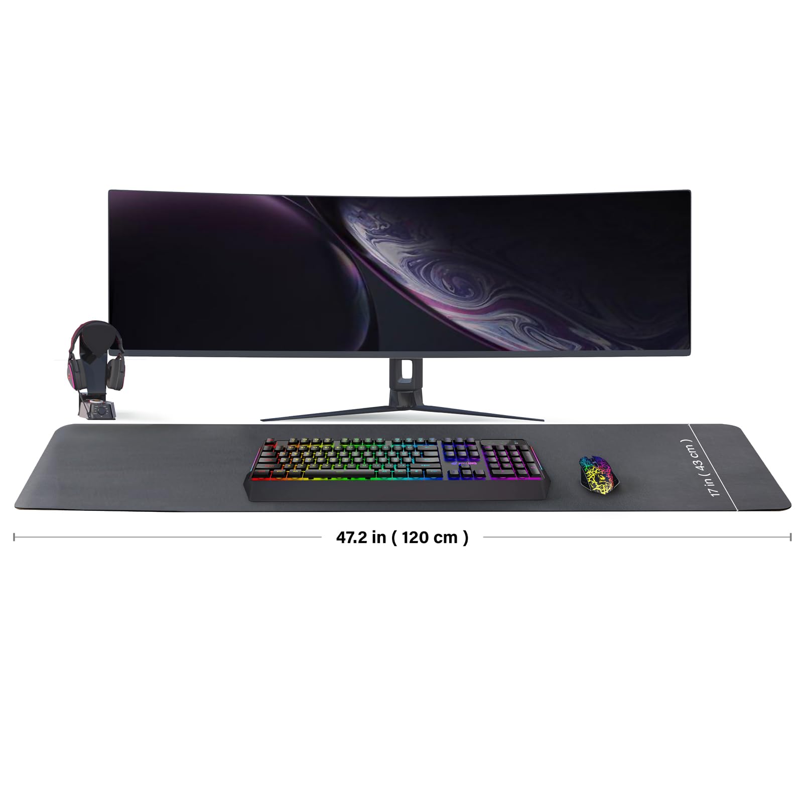 Cork Purple Desk Mat - Dual-Sided Desk Pad for Office and Home - Desk Organization and Accessories - Ideal for Large Mouse Pad and Desk Mats on Top of Desks(31.5"x 15.7"): Black 47.2"x 17"