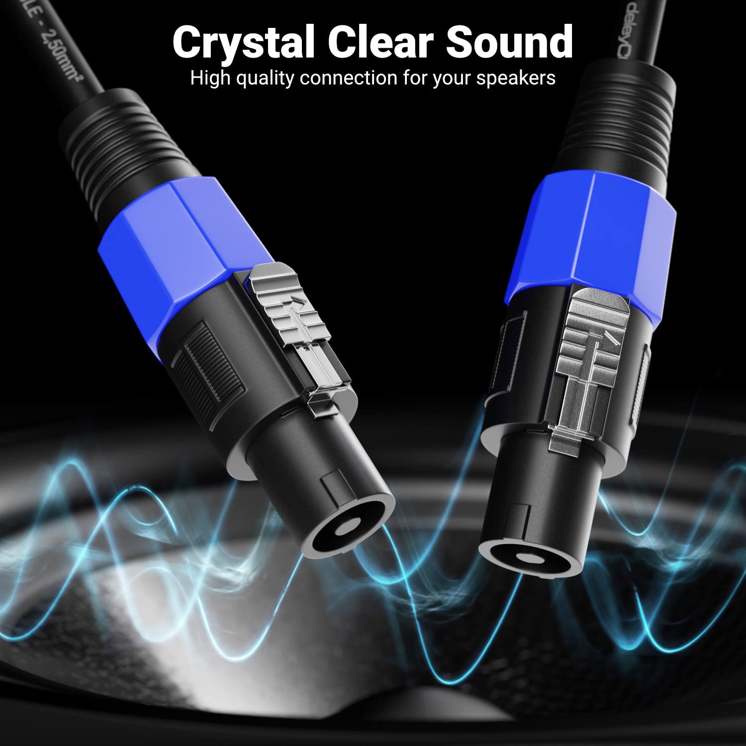 Cavo Altoparlante DeleyCON 1m - Spine PA, 2x2,5mm², Rame OFC, Per Studio E Palco, Nero - Foto 2