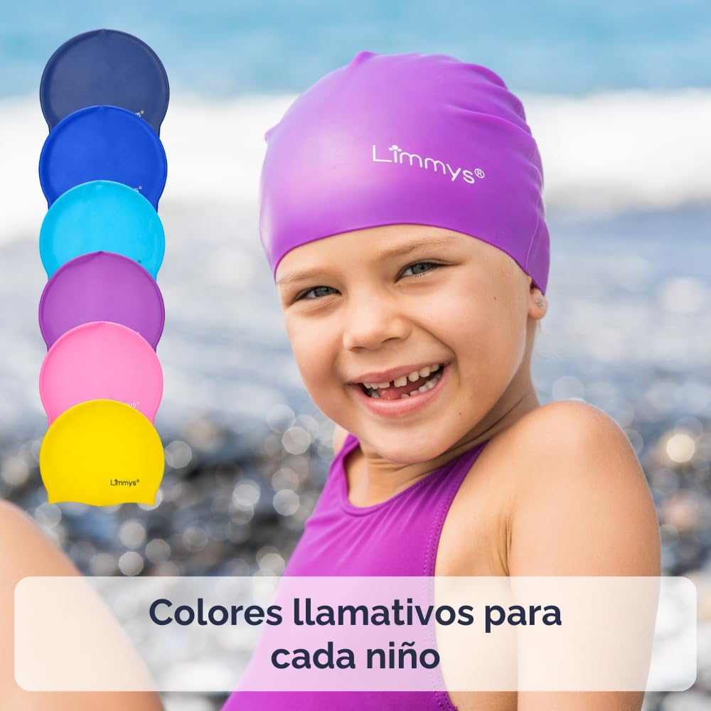 Limmys Gorro de Silicona para Niños Suave Elástico Antideslizante Flexible Protección de Oídos Sin Látex