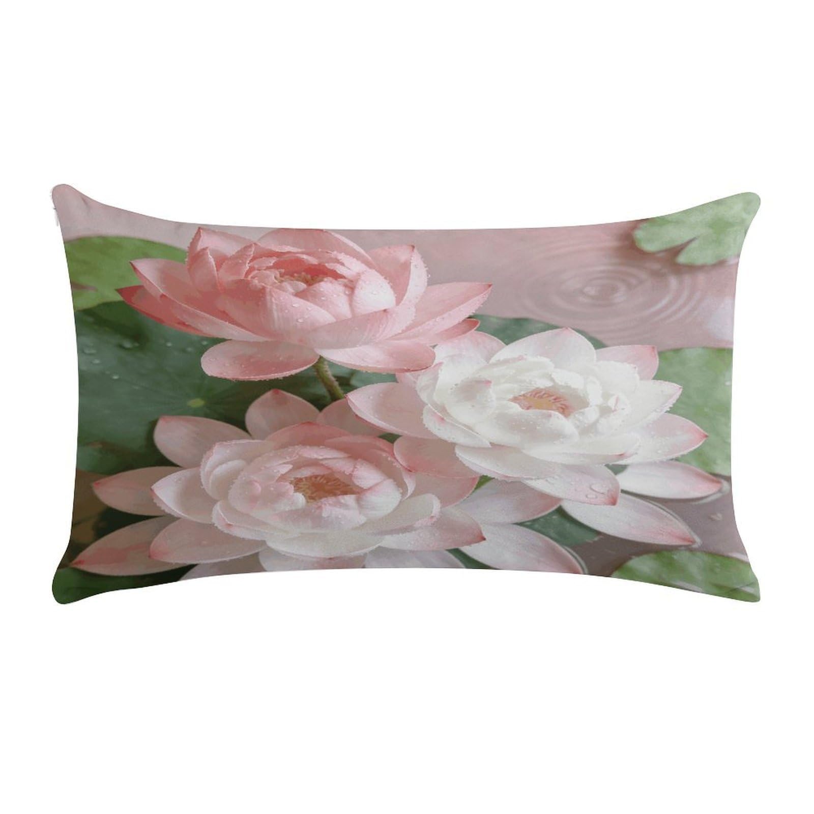 Fodpand Style Pink And White Lotus Flower Pillow Cases Set Of 1 Extra Soft Pillow Protectors With Hidden Zipper Perfect For Hotels, Guest Rooms,Bedroom 12X20 Inches Pillows Not Included