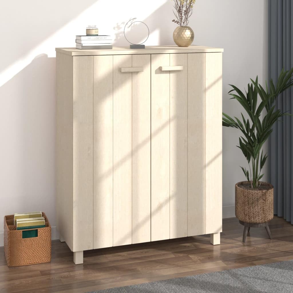 Szafka na buty Hamar miodowo-brązowa 85 x 40 x 108 cm, lite drewno sosnowe, 3 półki, wytrzymały organizer na buty przy wejściu, wysokie rozwiązanie do przechowywania