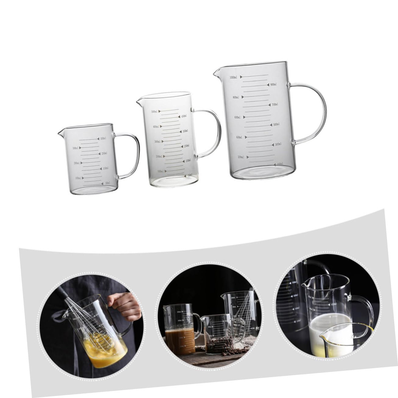 LABRIMP 3pièces Tasses à Mesurer Verre Avec Échelle Pour Cuisine Parfaites Pour Mesurer Lait Miel Vinaigre Et Sauces