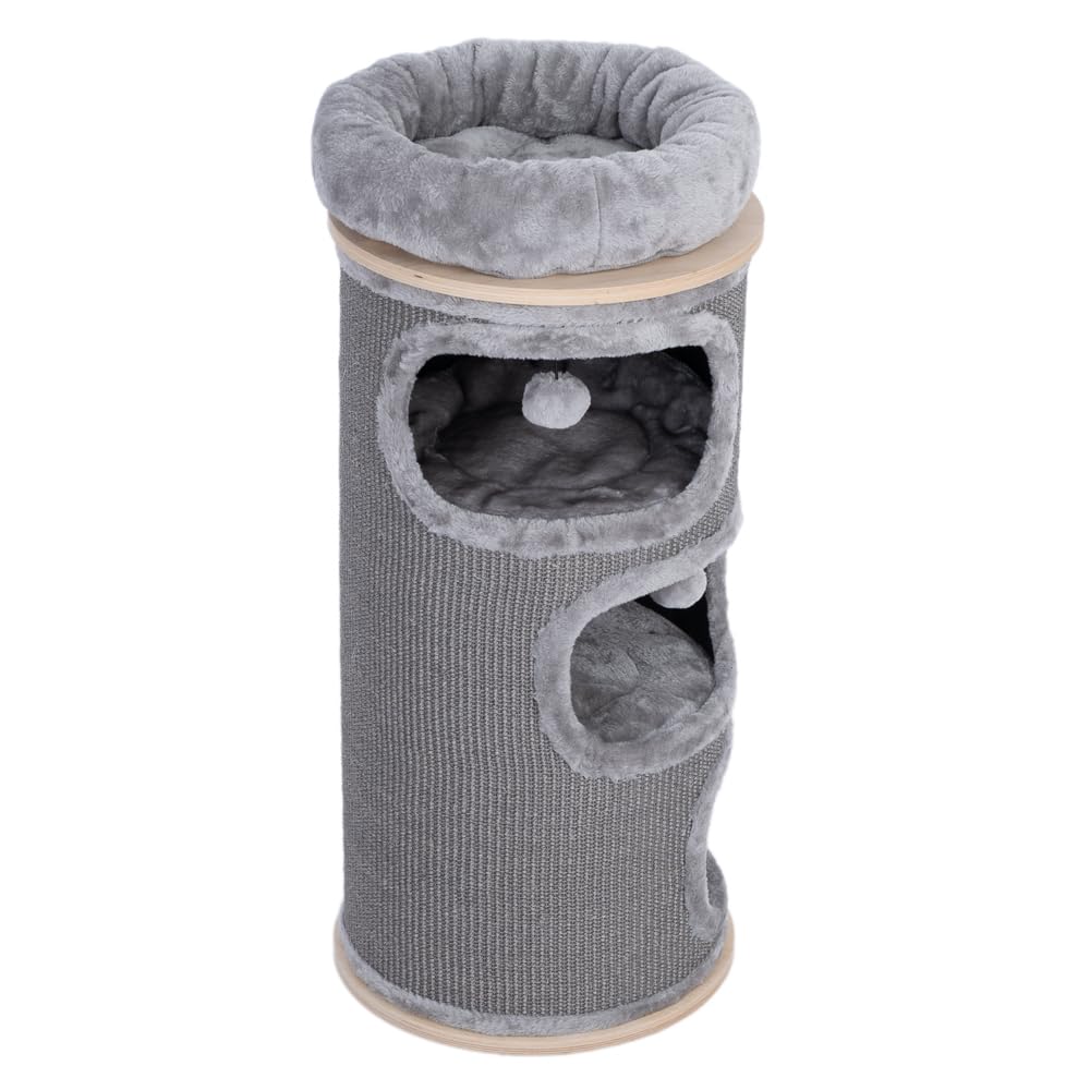 Natural Paradise - Rascador Primrose | Barril rascador estable con resistente alfombra de sisal | Gris claro | 110 x 49 cm de diámetro