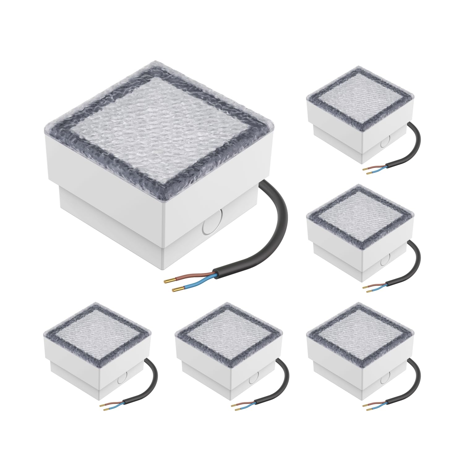 ledscom.de 6 Pieces LED Paving Stone Ground recessed Light CUS for Outdoors, IP67, Angular, 10 x 10cm, Cool White