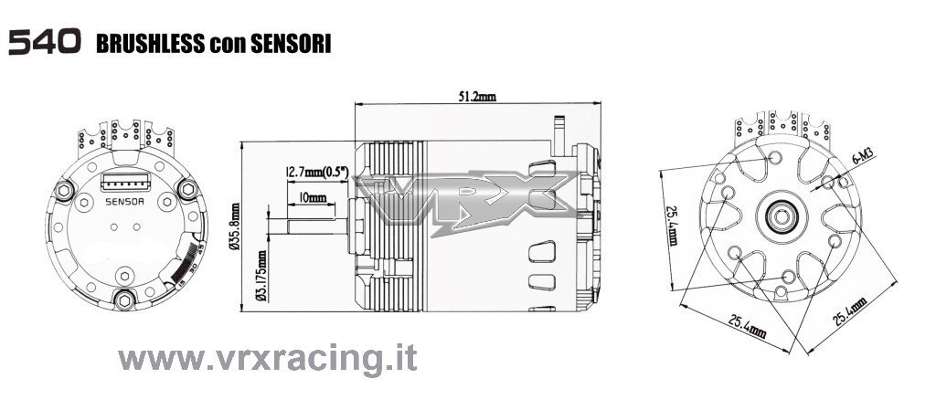 VRX Motore brushless Classic con sensori 540 10.5T Stock Spec
