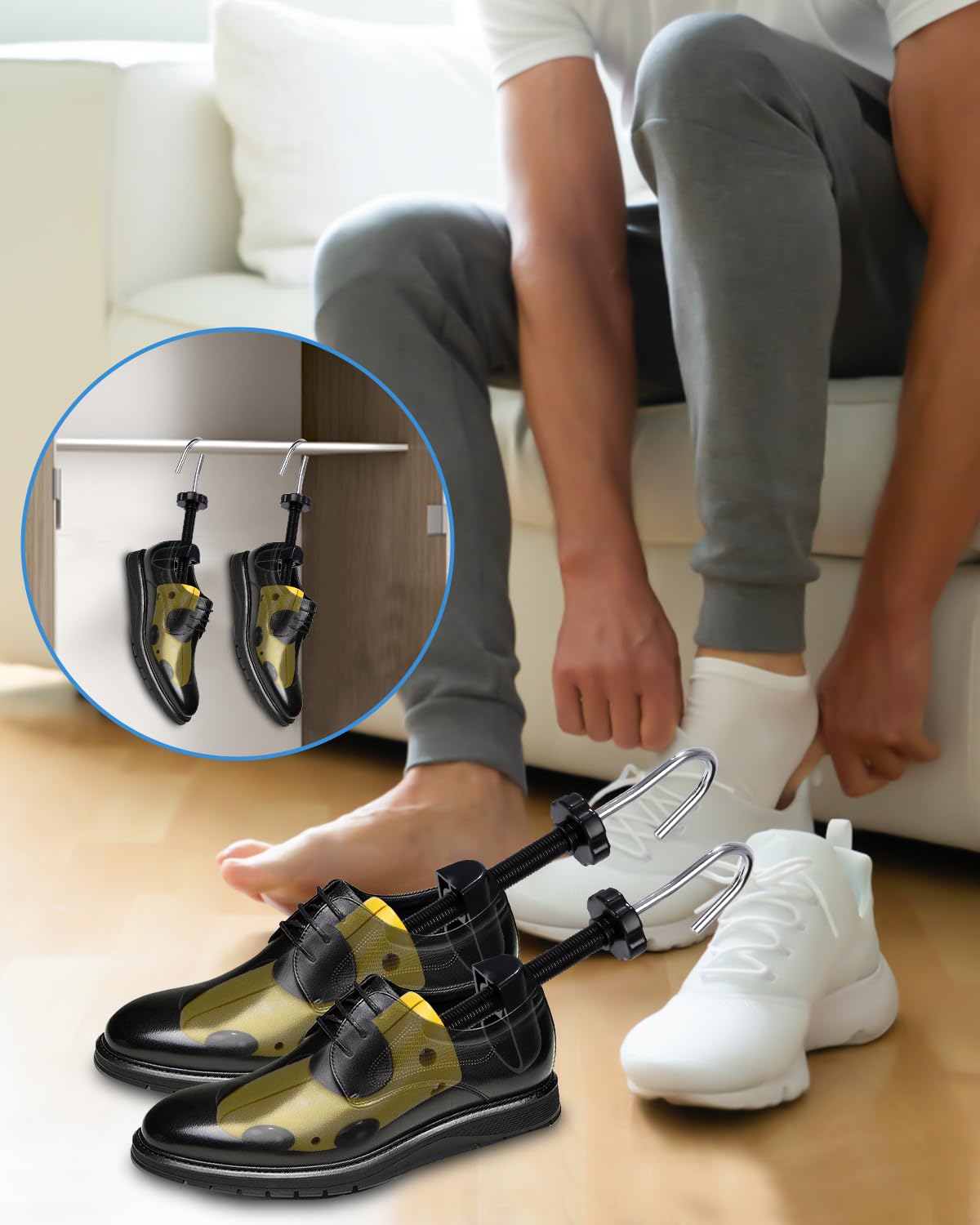 Ensanchadores De Zapatos Ajustables 2PCS, Horma Para Zapatos Hombre Mujer, Robusta Ensanchar Zapatos Con Calzador