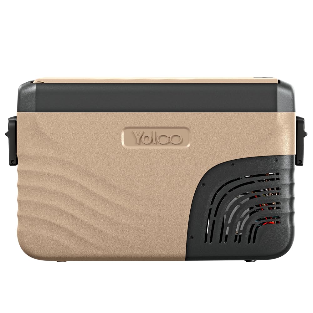 Yolco KX30 piaskowa lodówka podróżna z kompresorem, 28 l, Dual Zone, od -20°C do +20°C, 12/24 V i 230 V, aplikacja Bluetooth, przenośna lodówka samochodowa na kemping, Vanlife i podróże