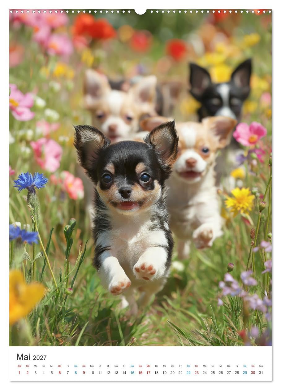 Kleine Pfoten, großes Glück (Wandkalender 2027 DIN A2 hoch), CALVENDO Monatskalender: Dieser Chihuahua-Kalender zeigt die süßesten Fellnasen in ... herzerwärmenden Momenten. (CALVENDO Tiere)