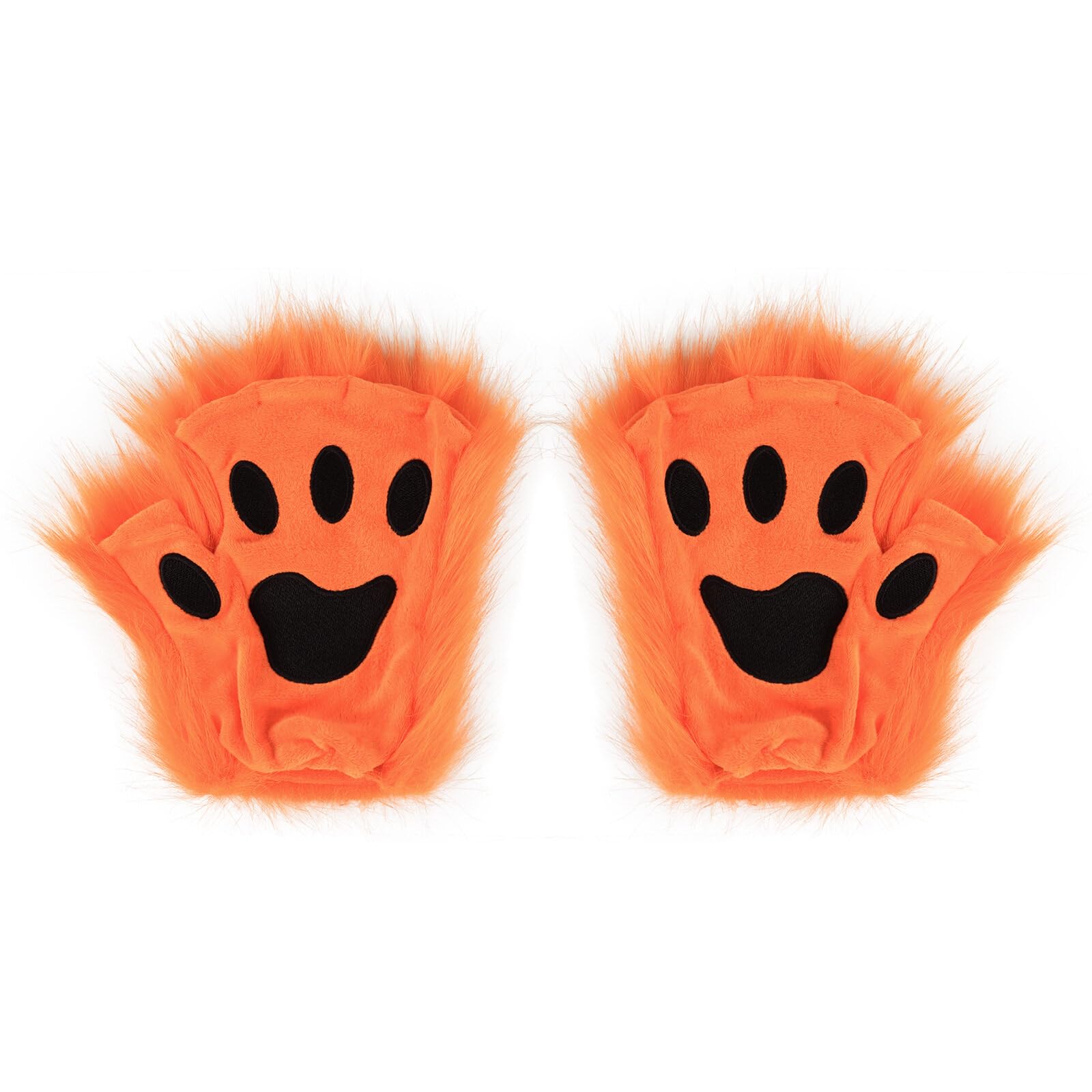 ikasus Cosplay Animal Fingerless Fursuit Paws for Adult Furry Bear Cat Wolf Dog Gloves Party Halloween Cosplay Costume, Orange