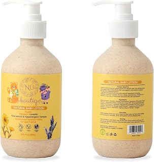Organic Vegan Baby Lotion, Moisturizing and calming kids body lotion with Calendula Lavender for delicate skin, newborns All Skin Types (300g), 10.60 Fl Oz (Pack of 1)