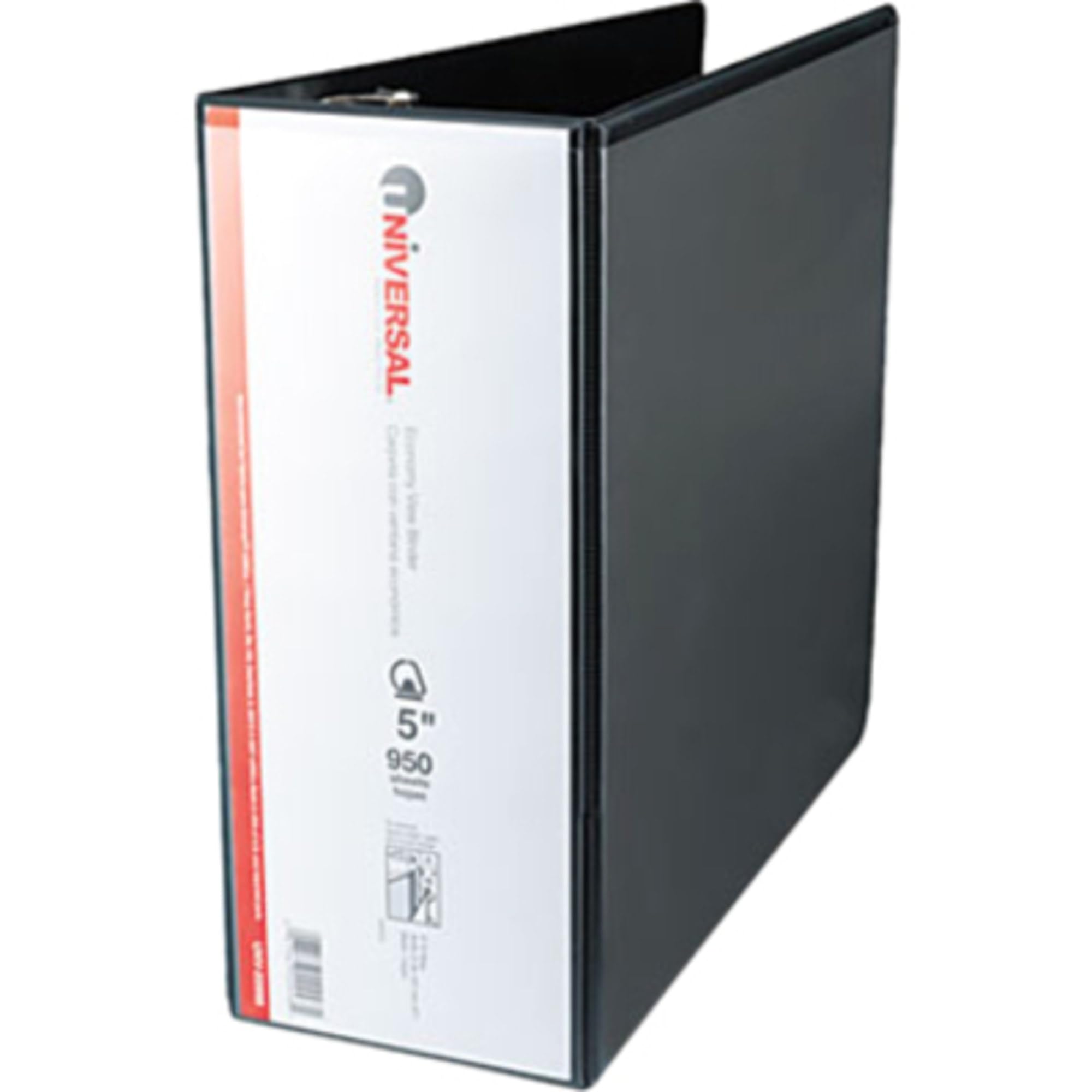 Economy D-Ring Vinyl View Binder, 5" Capacity, Black