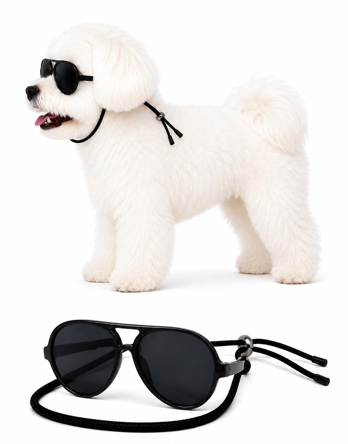 G029 Pilotenbrille für Hunde und Katzen, für kleine Rassen bis zu 6,8 kg, Schwarz