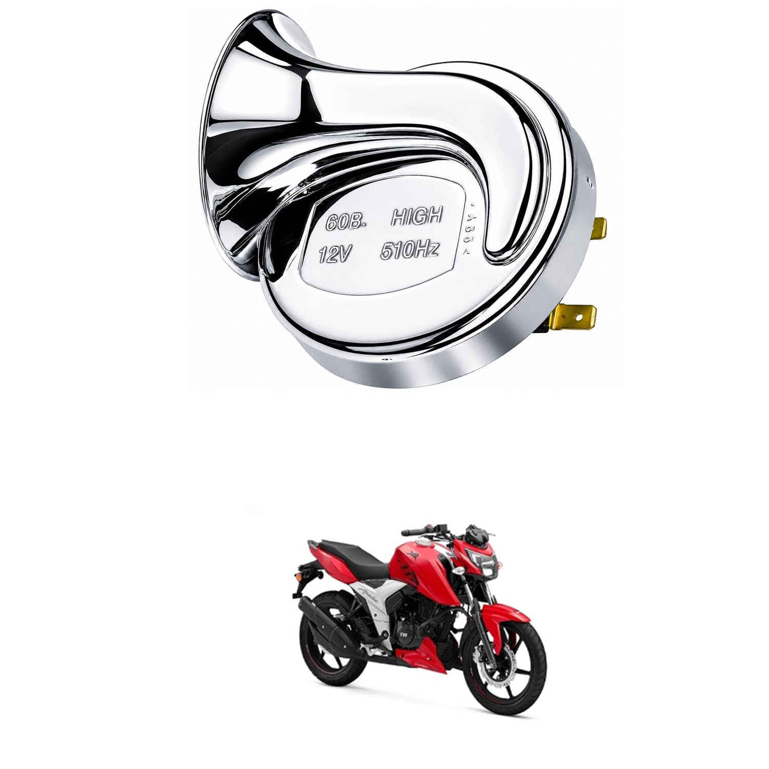 Universal 12V Automotive Vehicle Horn, High Tone 510Hz Chrome Snail Electric Horn, Loud 110dB Waterproof Replacement Horn for Car, Bike, Motorcycle, Scooter Comfortable With RT-R 160-image-3